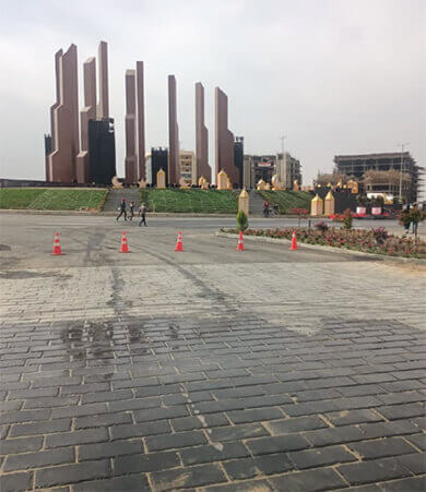Road paving works